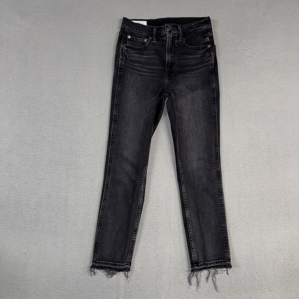 Gap Jeans Womens 2 Black High Rise Slim Ankle Stretch Vintage Distressed Denim